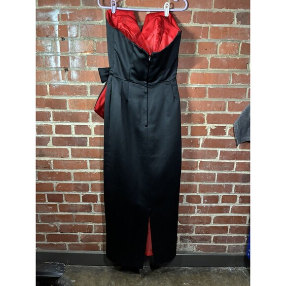 Vintage Victor Costa Dress Red/Black Side Bow USA Size 10 Needs Repair Strap - Picture 4 of 8